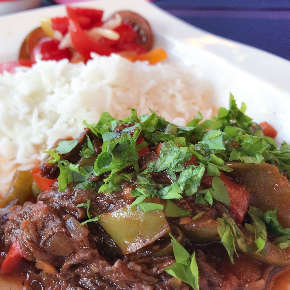Panamese roja vieja y arroz con coco Panamese roja vieja y arroz con coco