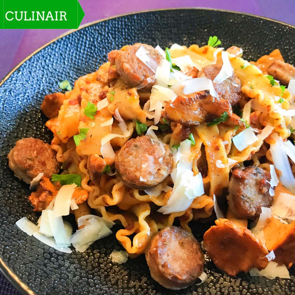 pasta met venkelworst en cantharellen pasta met venkelworst en cantharellen
