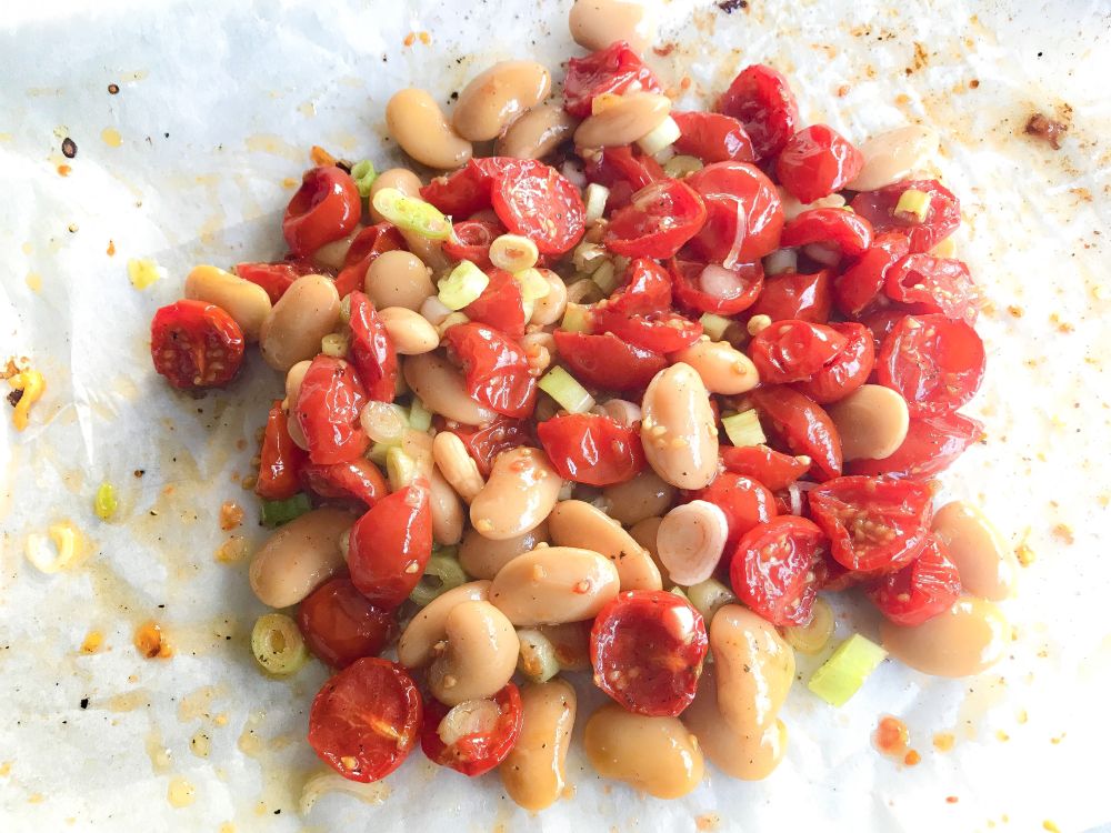 Griekse bonen-tomatensalade Griekse bonen-tomatensalade