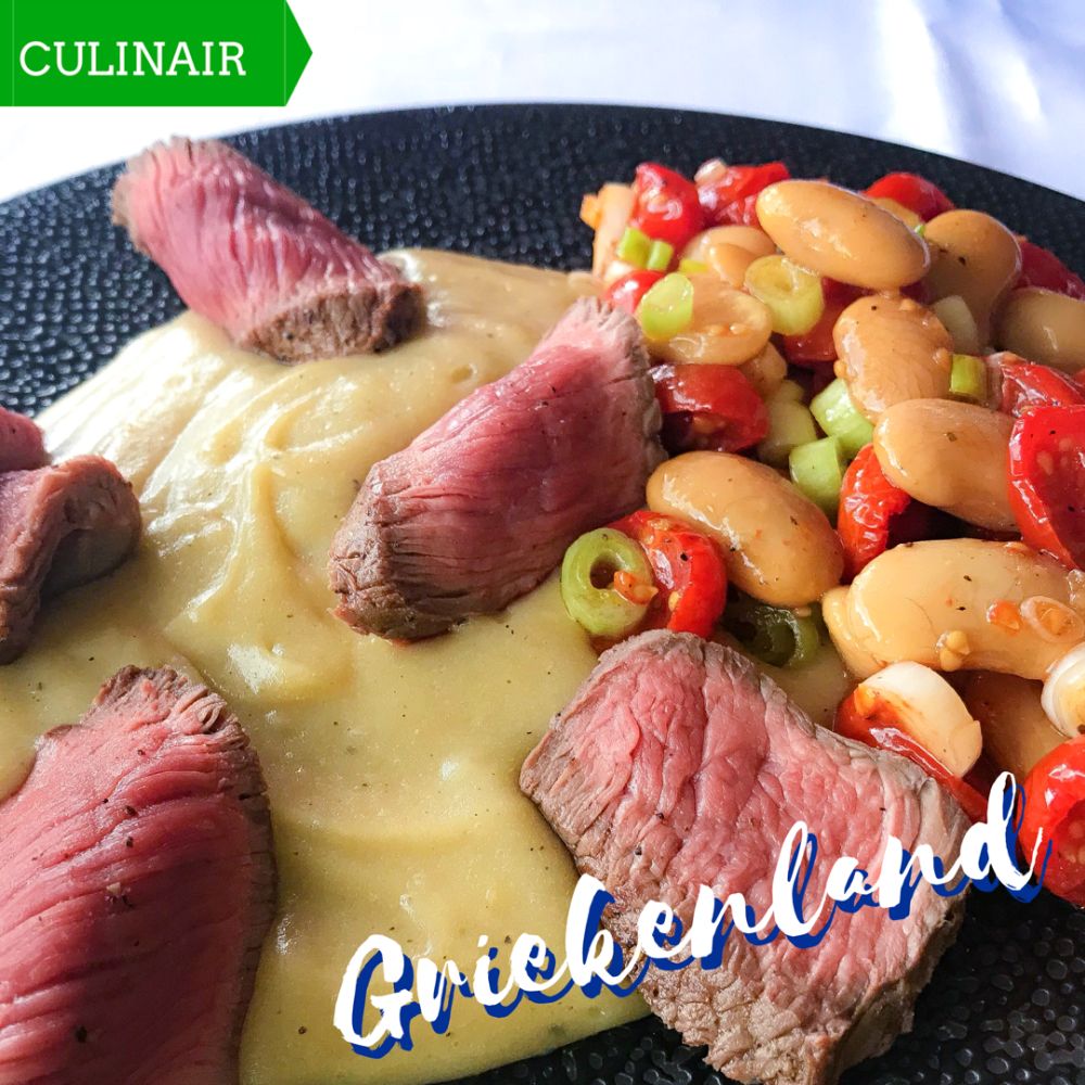 skordalia met Griekse bonen-tomatensalade skordalia met Griekse bonen-tomatensalade