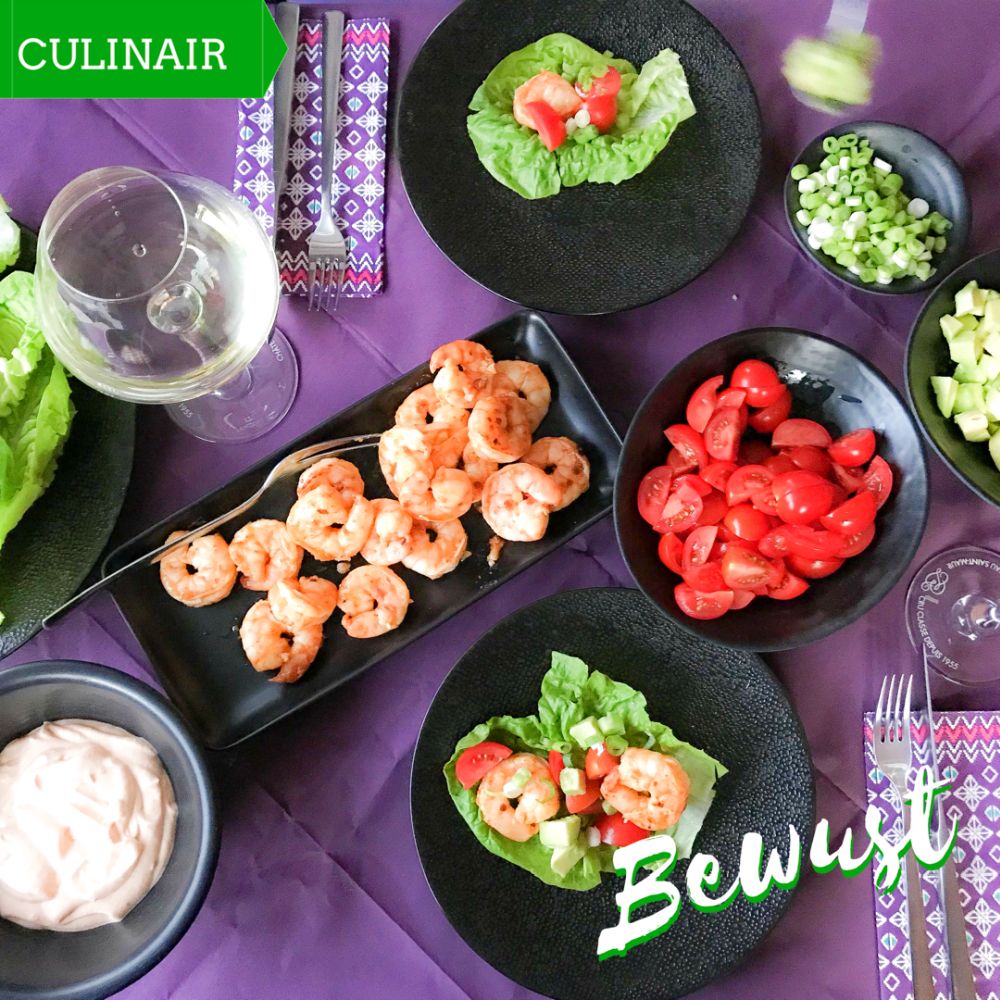 Low Carb slawraps met pittige gambas Low Carb slawraps met pittige gambas