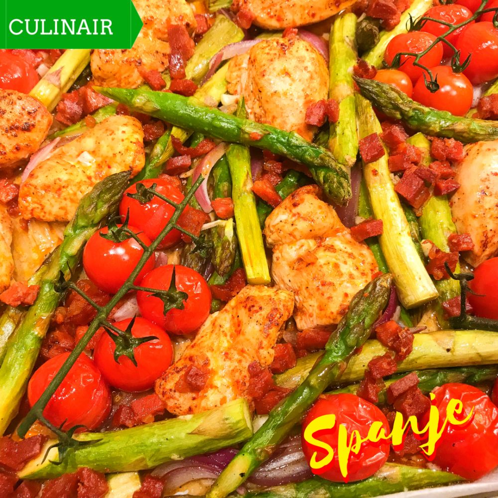 traybake kip groene asperges tomaat chorizo traybake kip groene asperges tomaat chorizo