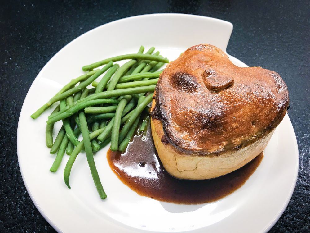 Pie met bavette paddenstoelen Shropshire Blue Pie met bavette paddenstoelen Shropshire Blue