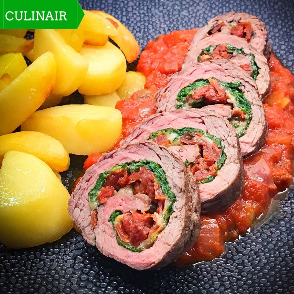 gevulde bavette met tomaten-paprikasaus gevulde bavette met tomaten-paprikasaus