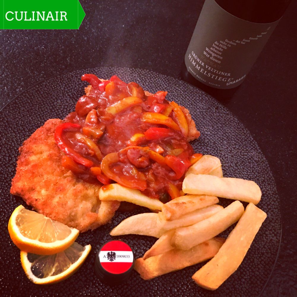 Wiener Schnitzel met zigeunersaus Wiener Schnitzel met zigeunersaus