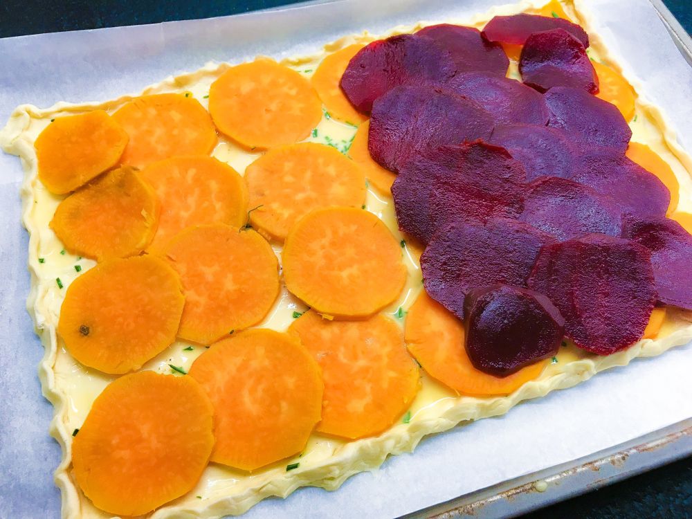 hartige taart met bietjes en zoete aardappel – 1 hartige taart met bietjes en zoete aardappel - 1