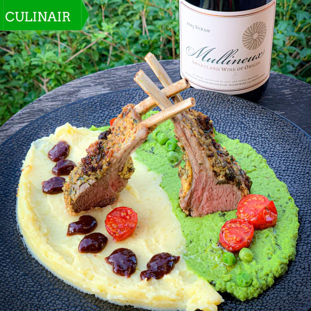 Lamsrack met doperwtjes-muntpuree Lamsrack met doperwtjes-muntpuree