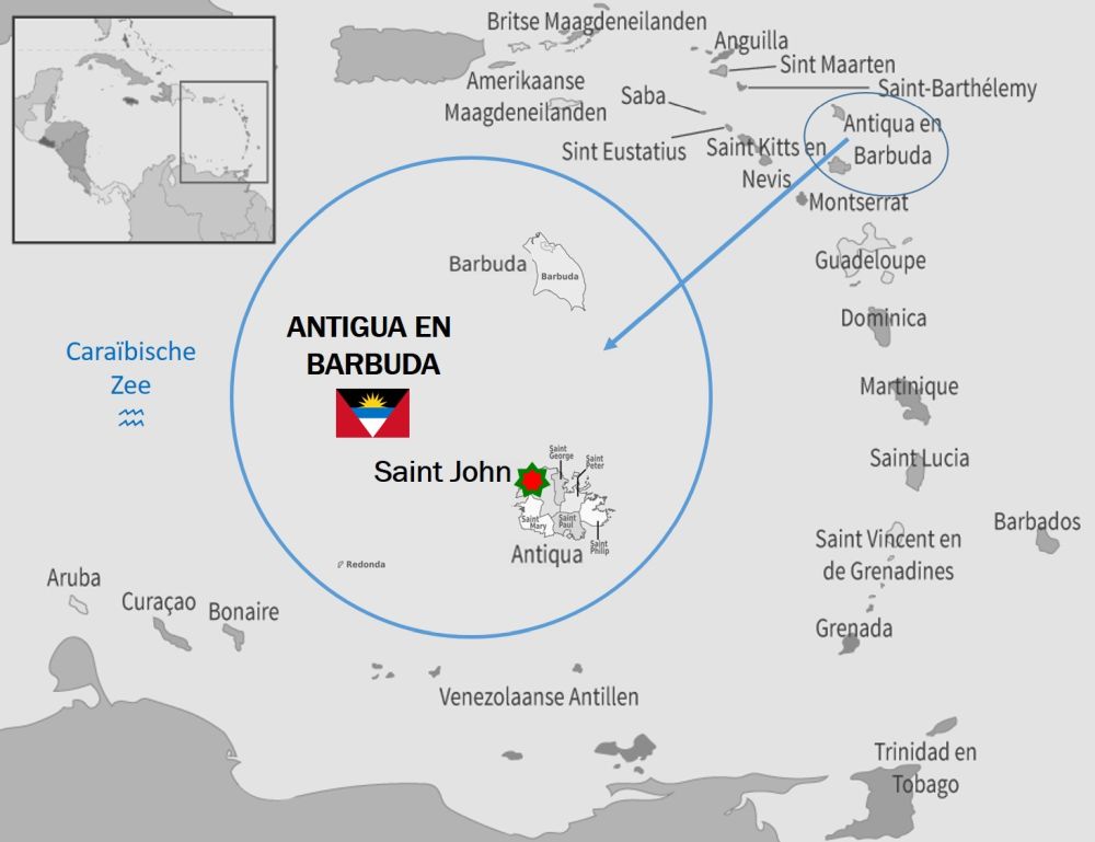 kaart Antigua en Barbuda kaart Antigua en Barbuda
