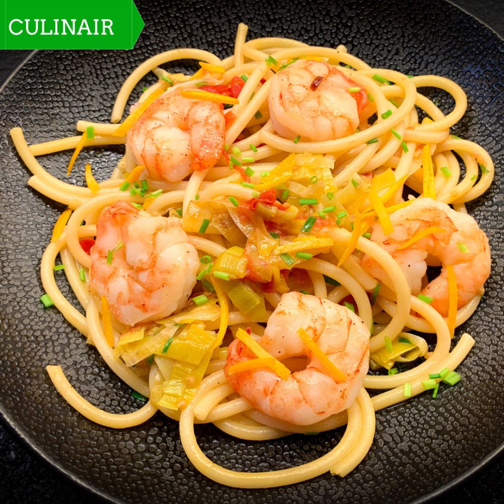 Pasta met tijgergarnalen en sinaasappel Pasta met tijgergarnalen en sinaasappel