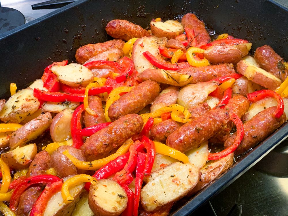 Spaanse aardappel-chorizoschotel Spaanse aardappel-chorizoschotel
