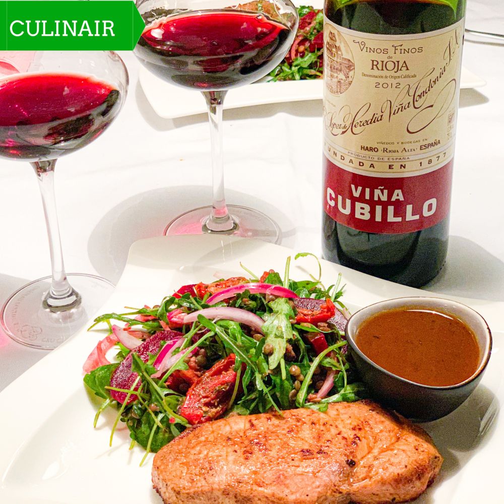 Spaanse varkensfilet met sherrysaus en Rioja Viña Cubillo Spaanse varkensfilet met sherrysaus en Rioja Viña Cubillo